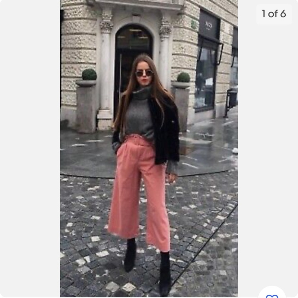Zara Pink Belted Pants - Picture 5 of 9